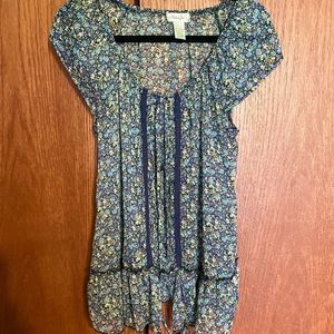 Cap Sleeve Boho Floral Blouse